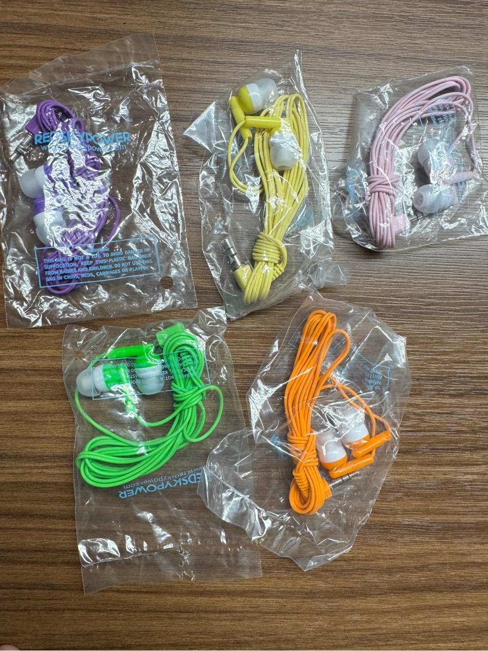 Multi-Color Wired Earbuds Pack - Purple, Yellow, Pink, Green, Orange